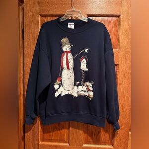 JERZEES Crew Neck Snowman Holiday Winter Womens Sweatshirt Size XL Long Sleeves